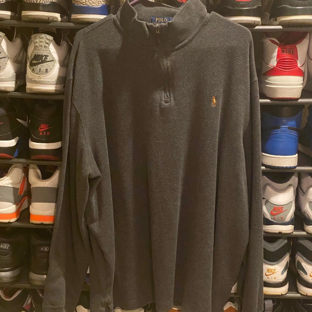 Polo Ralph Lauren quarter zip sweater charcoal grey size XXL